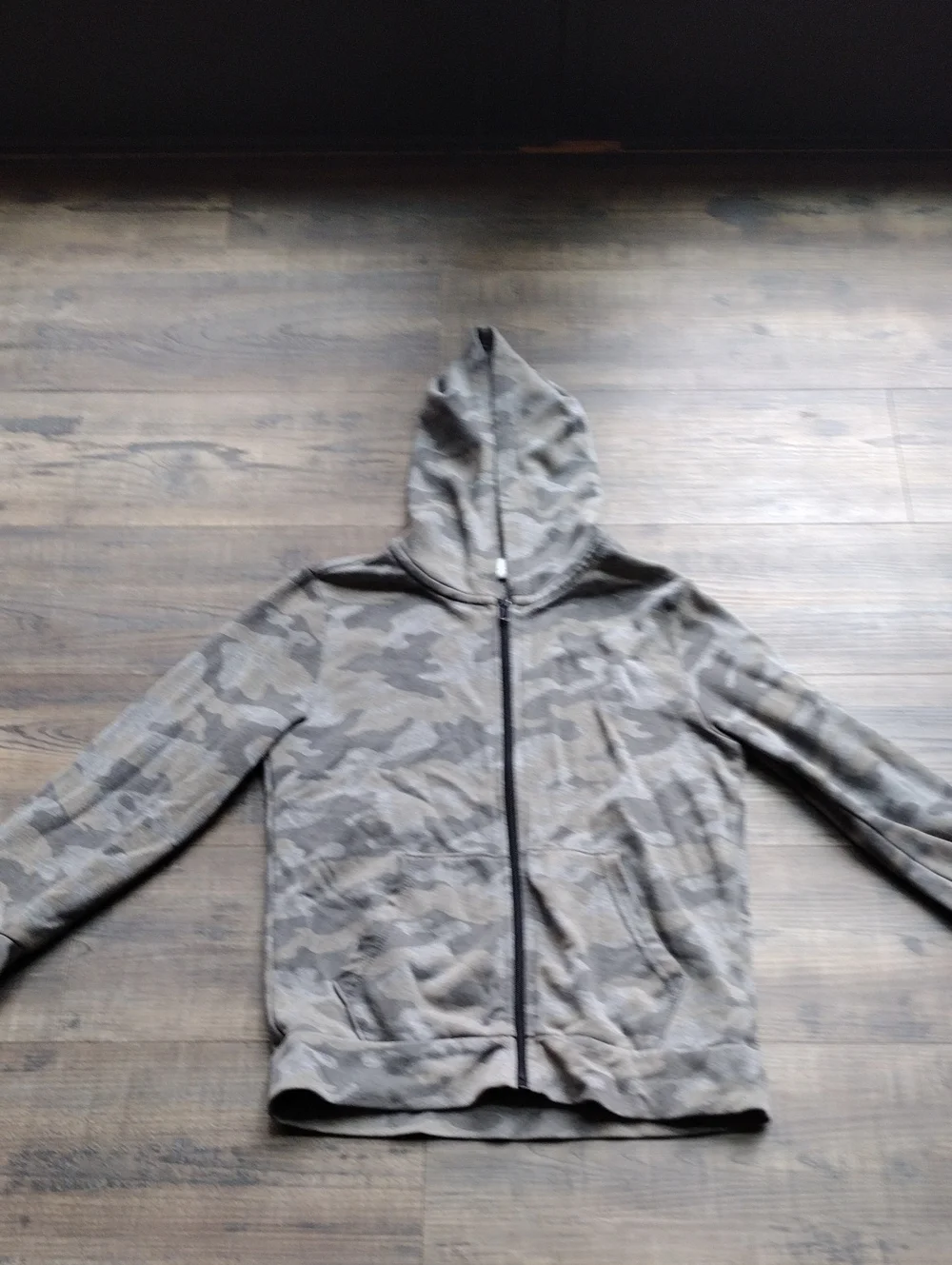 Old Navy Gray Camo Hooded Zip-Up Jacket